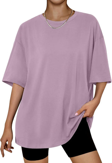 Womens Oversized Summer T Shirts Fashion Workout plus Size Tops Short Sleeve Beach Vacation Gym Clothes 2025
