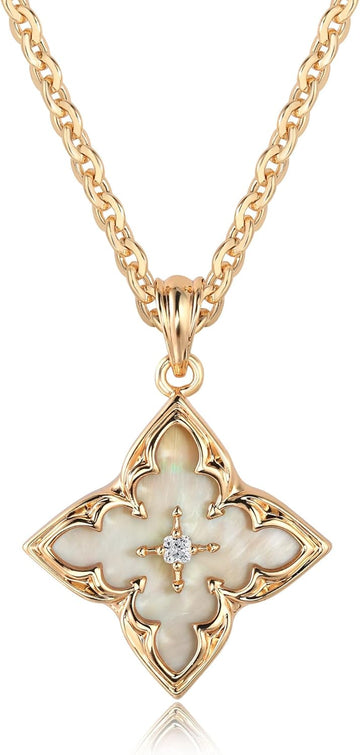 Gold Clover Necklace for Women Dainty 14K Gold Plated CZ Pendant Necklace Adjustable Chain Choker Charm Colorful Clover Pendant Lucky Necklaces for Women Jewelry