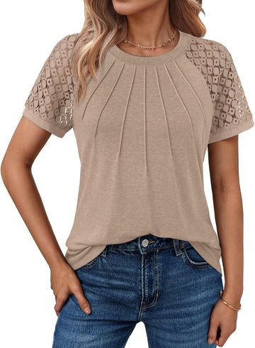 Womens Summer Tops Spring Shirts Trendy Vacation Outfits Short Sleeve Business Tshirts Fashion Casual Blouses