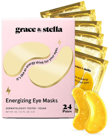 Award Winning under Eye Mask - Travel Essentials - Birthday Gifts for Women - Gel Eye Patches for Dark Circles, Puffy Eyes, Wrinkles, Undereye Bags - Vegan - Self Care (24 Pairs, Gold)