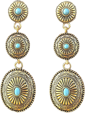 Bohemian Cowgirl Outfits Western Earrings for Women Dangle Turquoise Waterdrop Earrings Country Concert Outfit Accessories Jewelry