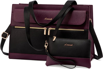 Laptop Bag for Women 15.6 Inch Tote Work Professional Leather Computer Briefcase Waterproof Handbag Shoulder Large Capacity Business Teacher Office Crossbody Purse