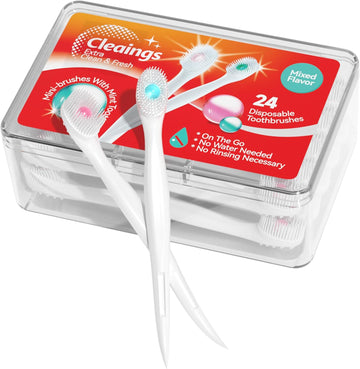 ® Mini Brushes-Disposable Toothbrushes with Toothpaste and Pick for Work or Travel, 24 Count (Mint Flavor(Pack of 1))