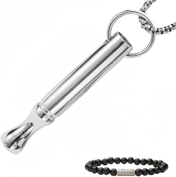 Adjustable Breathing Necklace to Stop Smoking,Anxiety Mindfulness Pendant- Stainless Steel Sensory Fidget Quit Vapingtools Jewelry for Focus & Calm, 3 Chain Lengths (23.6"/25.6"/27.5")