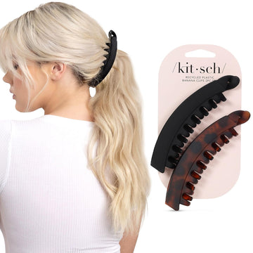 Banana Clip - Secure & Sturdy Grip Banana Clips for Women | No Crease, Durable Hair Accessories for Women | Great for Stylish Ponytails & Updo - Black & Brown, 2 Pcs