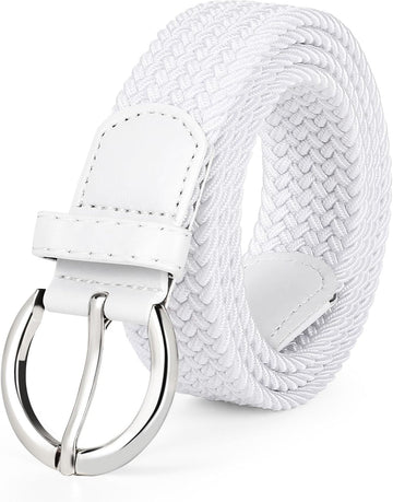 Women Braided Woven Elastic Stretch Belt Canvas Casual Belt for Jeans Pants