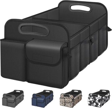 Car Trunk Organizer with Large Capacity Waterproof Car Accessories for Women & Men, Collapsible Trunk Organizer for Suv/Jeep/Sedan (Black, Standard)