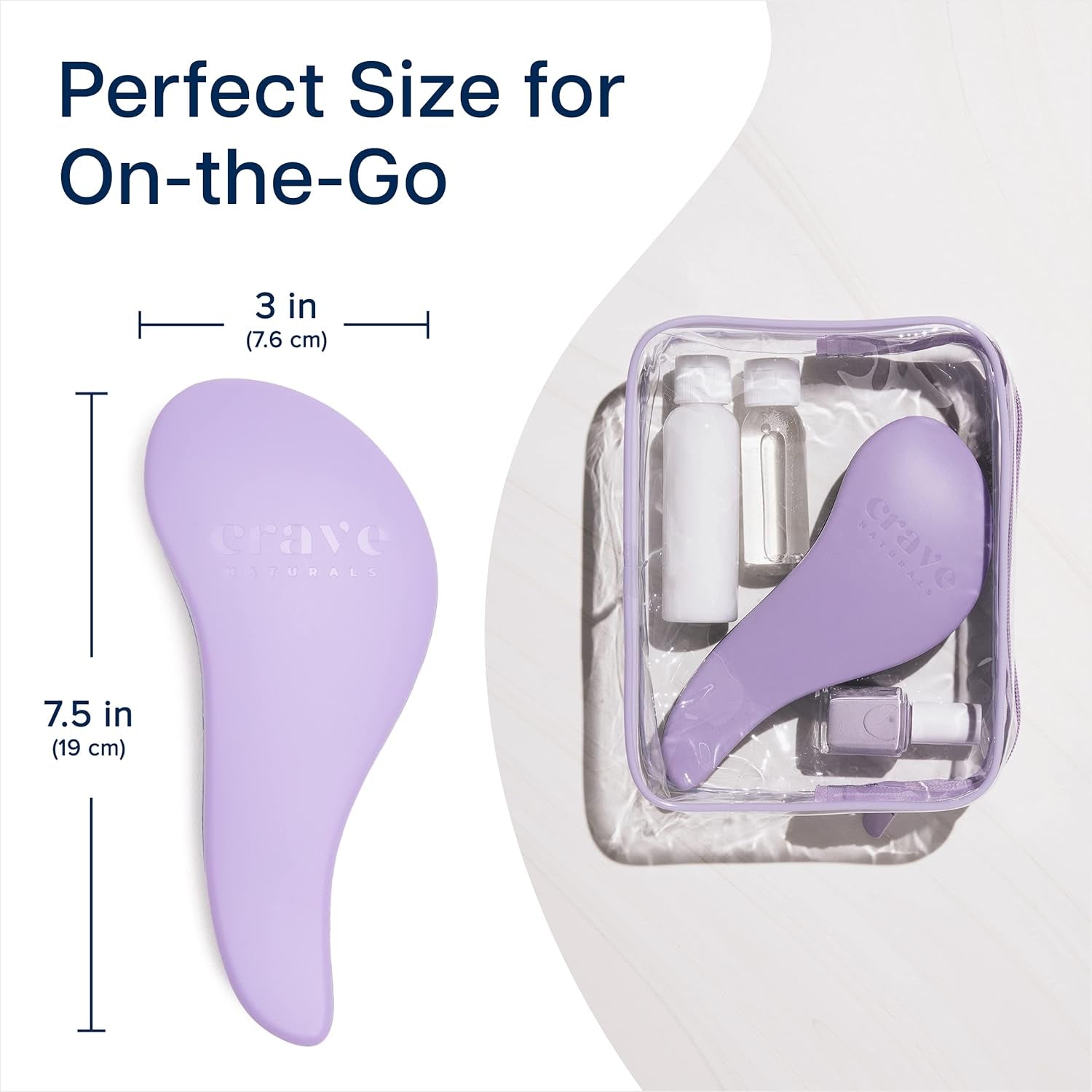 Glide Thru Hair Brush - Detangler Brush for Curly, Straight, Wet or Dry Hair - Gentle Detangling Brushes for Adults, Kids, Toddlers - Hair Accessories for Women, 7.5X3" - Purple