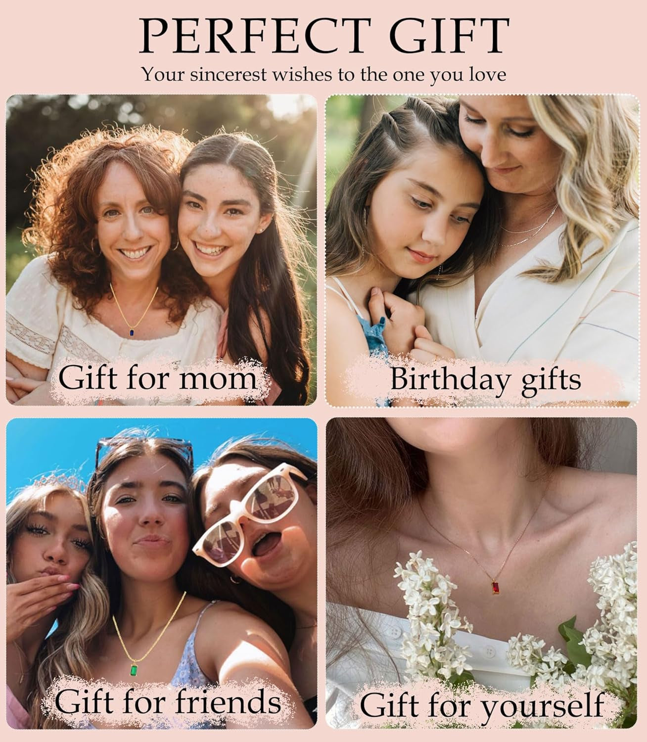 Diamond Necklaces for Women 14K Gold Plated Emerald Birthstone Necklace for Women Mothers Dainty Gold Necklace Blue Green Cubic Zirconia Pendant Necklace Birthday Gifts for Women Jewelry
