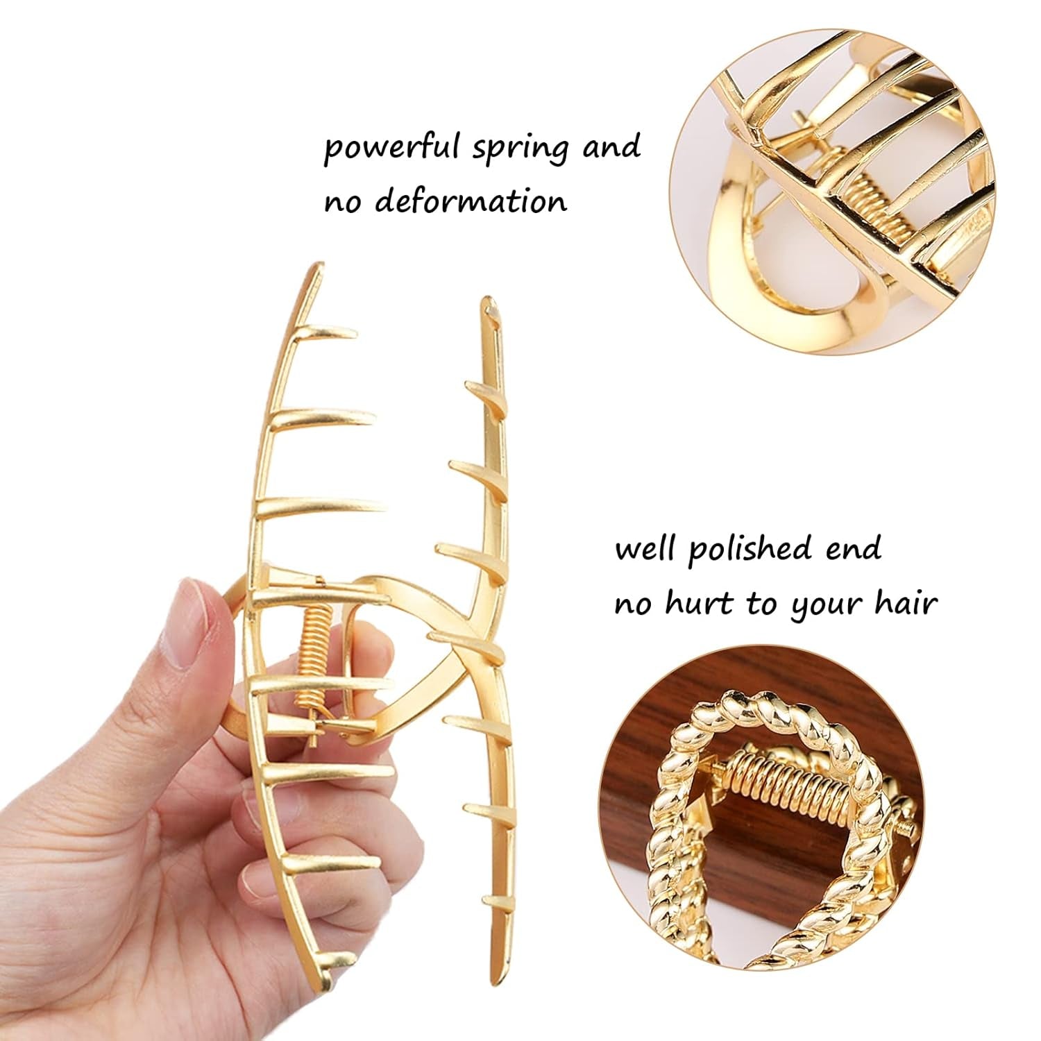 3 PCS Metal Large Claw Clips for Thick Heavy Hair, Strong Hold Big Non-Slip Hair Catch Barrette Jaw Clamp for Long Hair, Fashion Styling Accessories for Women Girls