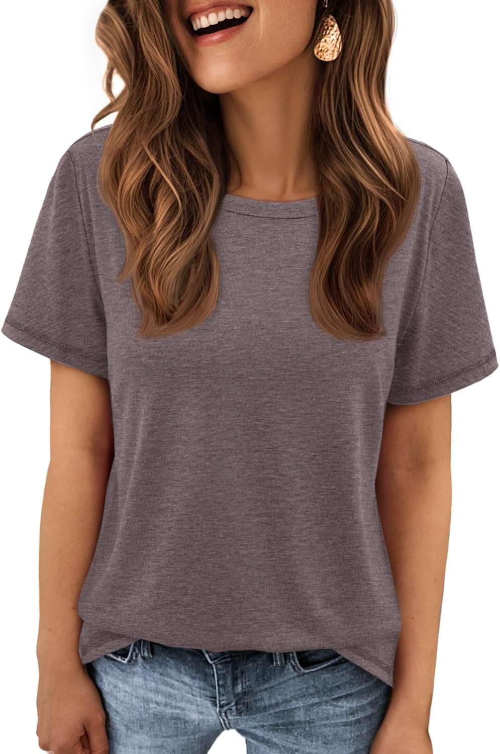 Womens T Shirt Summer Tops Short Sleeve Fashion Basic Casual Oversized Beach Vacation Clothes 2025 Trendy