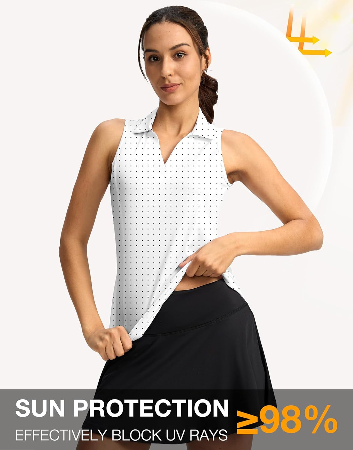 Women'S Golf Shirt Sleeveless Lightweight V Neck Tennis Polo Shirts with Collar Quick Dry Athletic Tops for Women