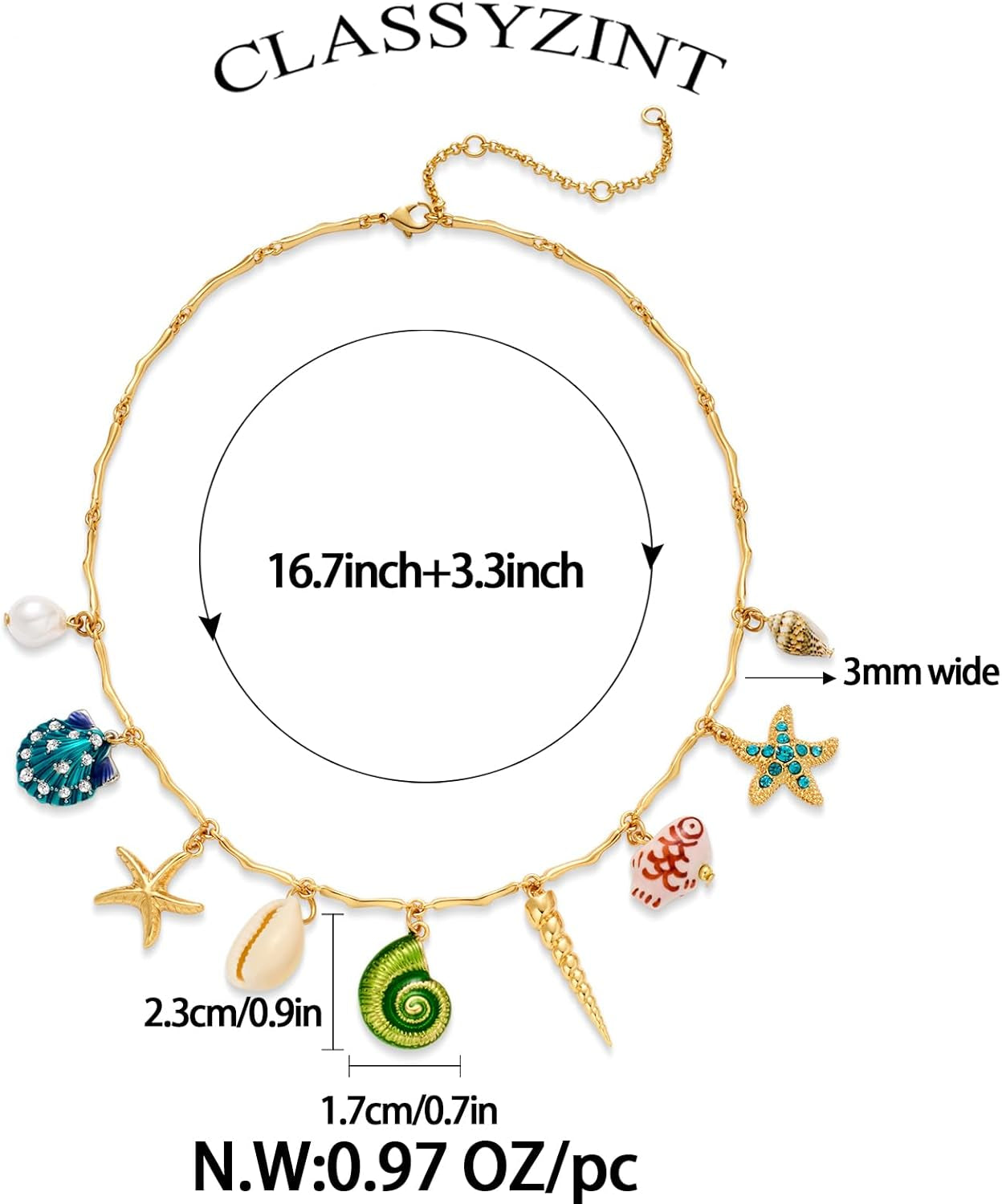 Shell Necklace Shell Conch Starfish Charm Necklace Boho Summer Necklaces Beach Jewelry for Women