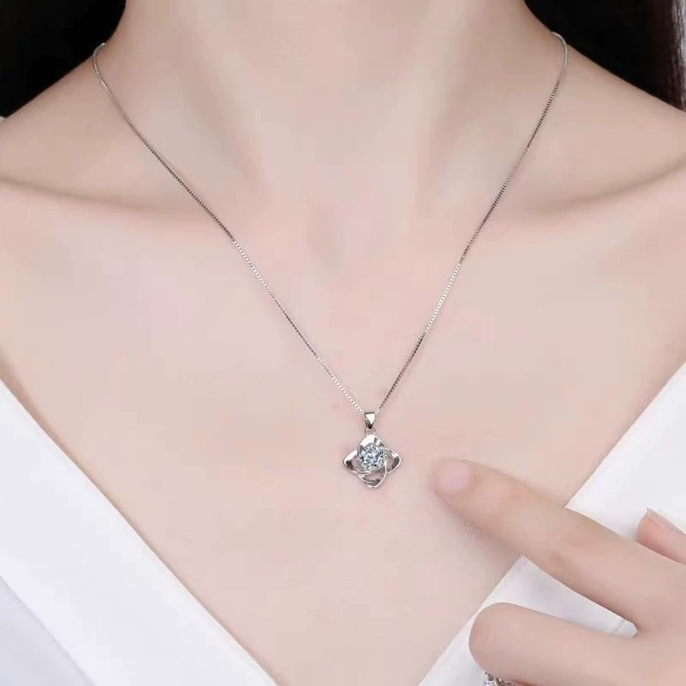 Necklace for Women, Sparkling Gift for Her, Moissanite Pendent for Her, 925 Sterling Silver Necklace for Anniversary Christmas Valentines Mothers Day