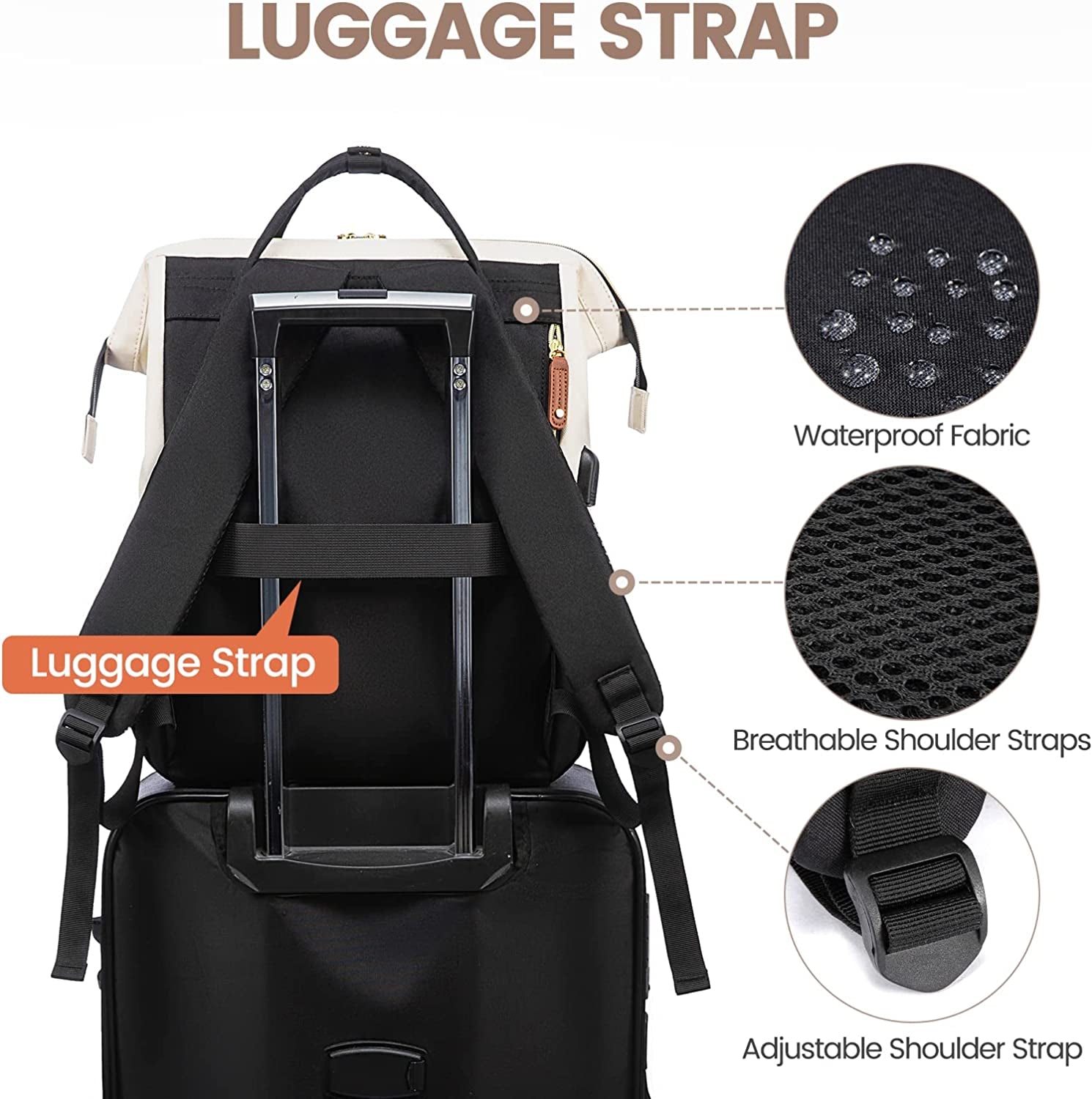 Laptop Backpack for Women, 15.6 Inch Work Business Backpacks Purse with USB Port, Large Capacity Nurse Bag College Bookbag for School, Waterproof Casual Daypack for Travel