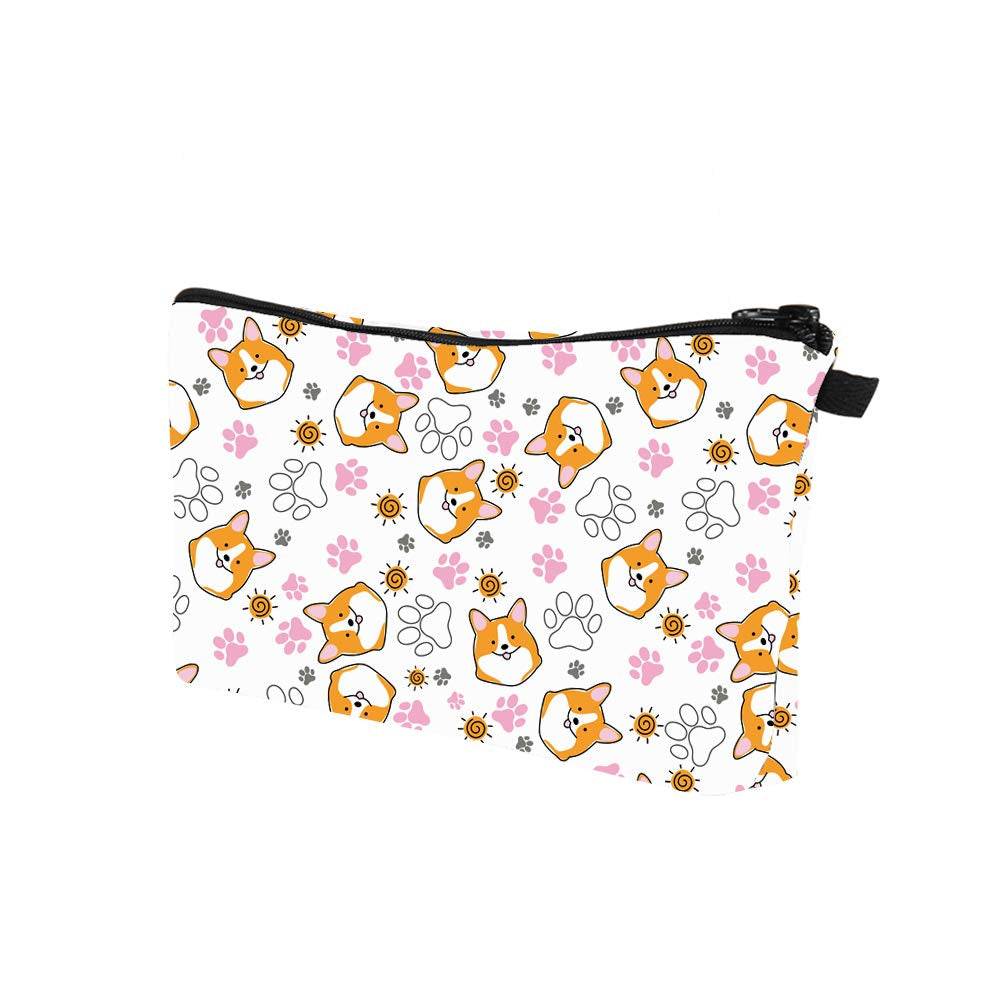Makeup Bag Small Travel Cosmetic Bag Pencil Case Zipper Pouch Cute Corgi Gifts for Women (Corgi1074)