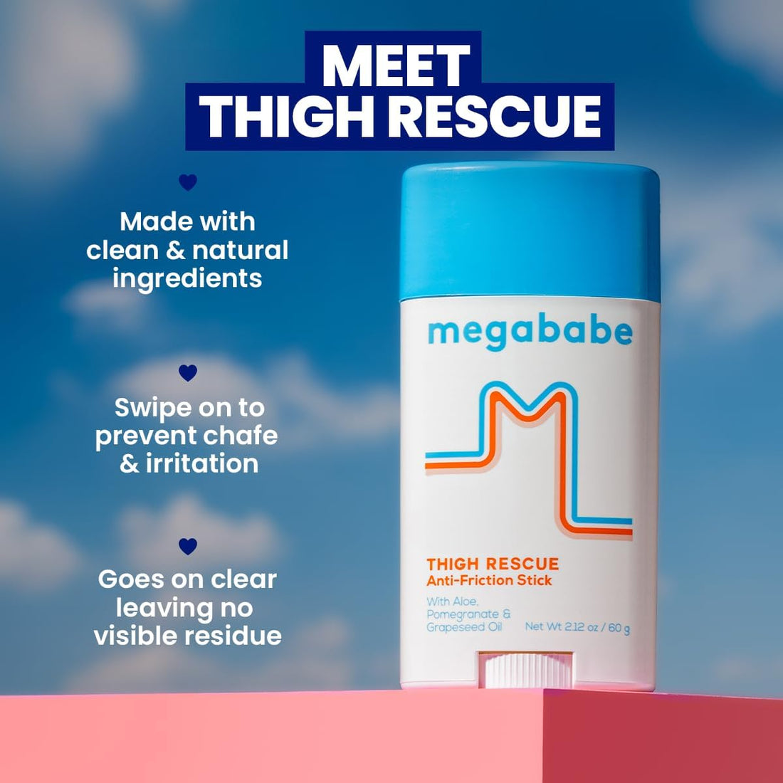 Thigh Rescue Anti-Chafe Stick | Prevents Skin Chafe & Irritation | Thighs, Arms, Bra-Lines & More