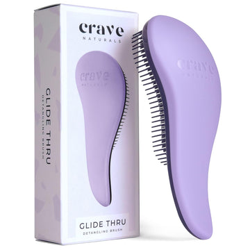 Glide Thru Hair Brush - Detangler Brush for Curly, Straight, Wet or Dry Hair - Gentle Detangling Brushes for Adults, Kids, Toddlers - Hair Accessories for Women, 7.5X3" - Purple