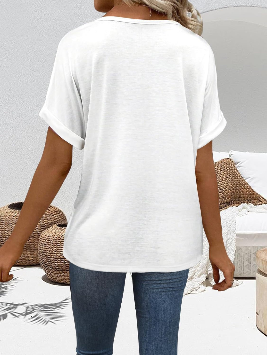 T Shirts Short Sleeve V Neck Tees Womens Tops Beach Vacation Fashion Clothes 2025 Casual Summer Spring Fall Outfits