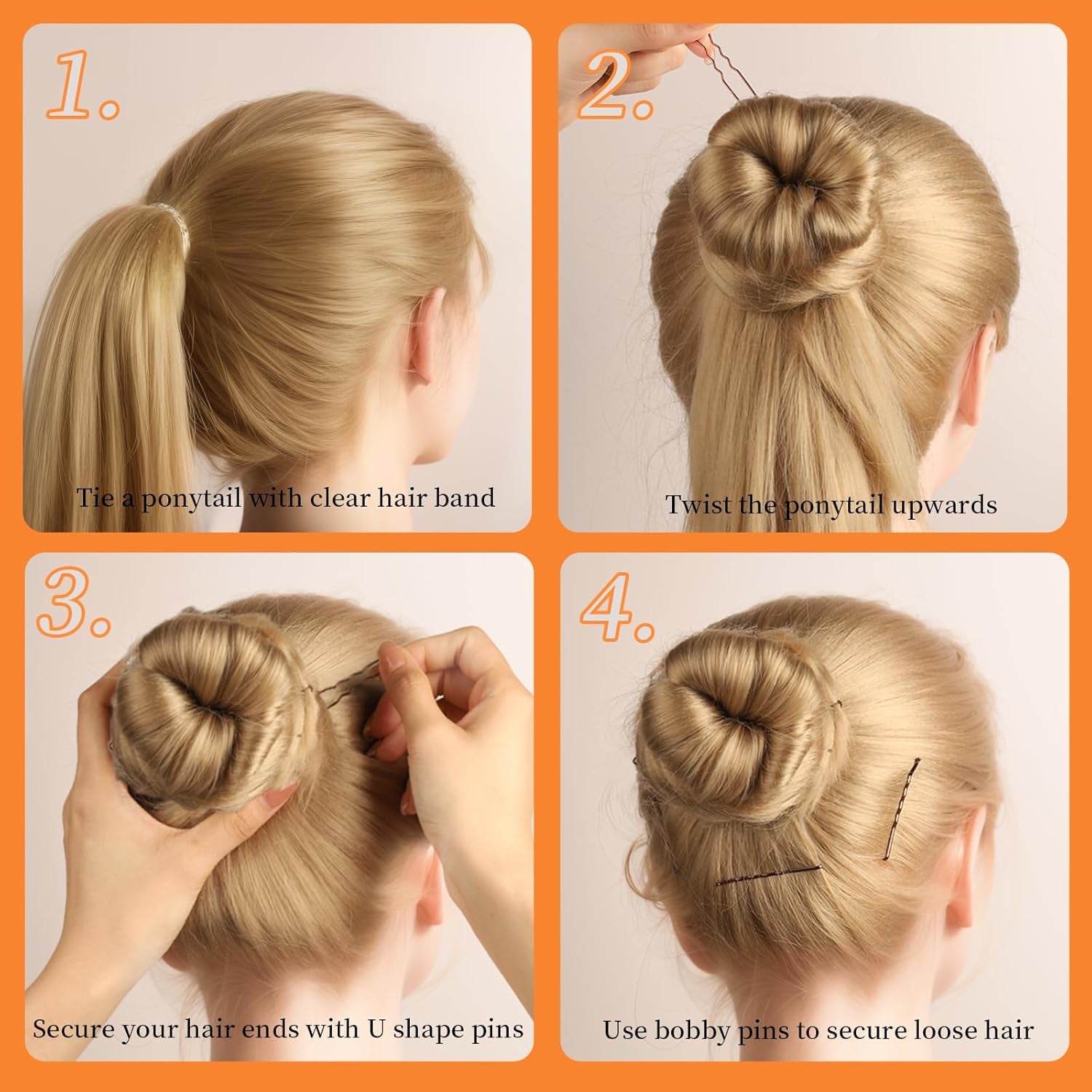 300Pcs Bobby Pins Hair Pins Kit - 100 Brown, 100 U Shape, 100 Hair Bands - 2Inch, 2.36Inch, 2.75Inch Pins for Women'S Buns