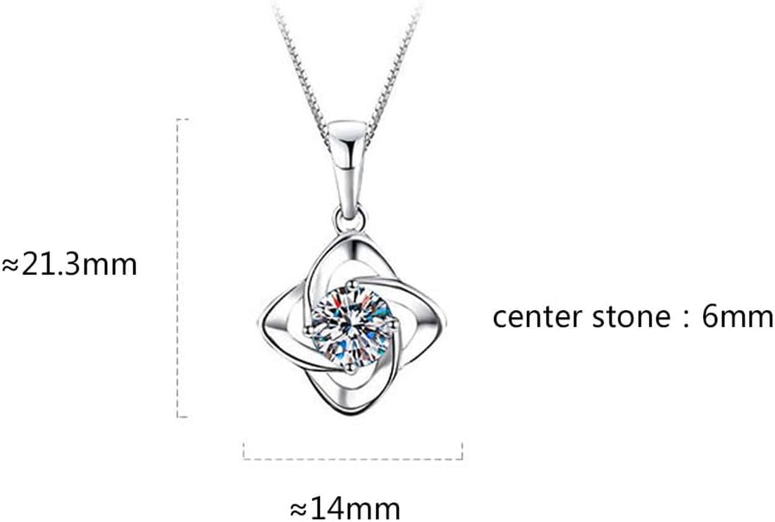Necklace for Women, Sparkling Gift for Her, Moissanite Pendent for Her, 925 Sterling Silver Necklace for Anniversary Christmas Valentines Mothers Day