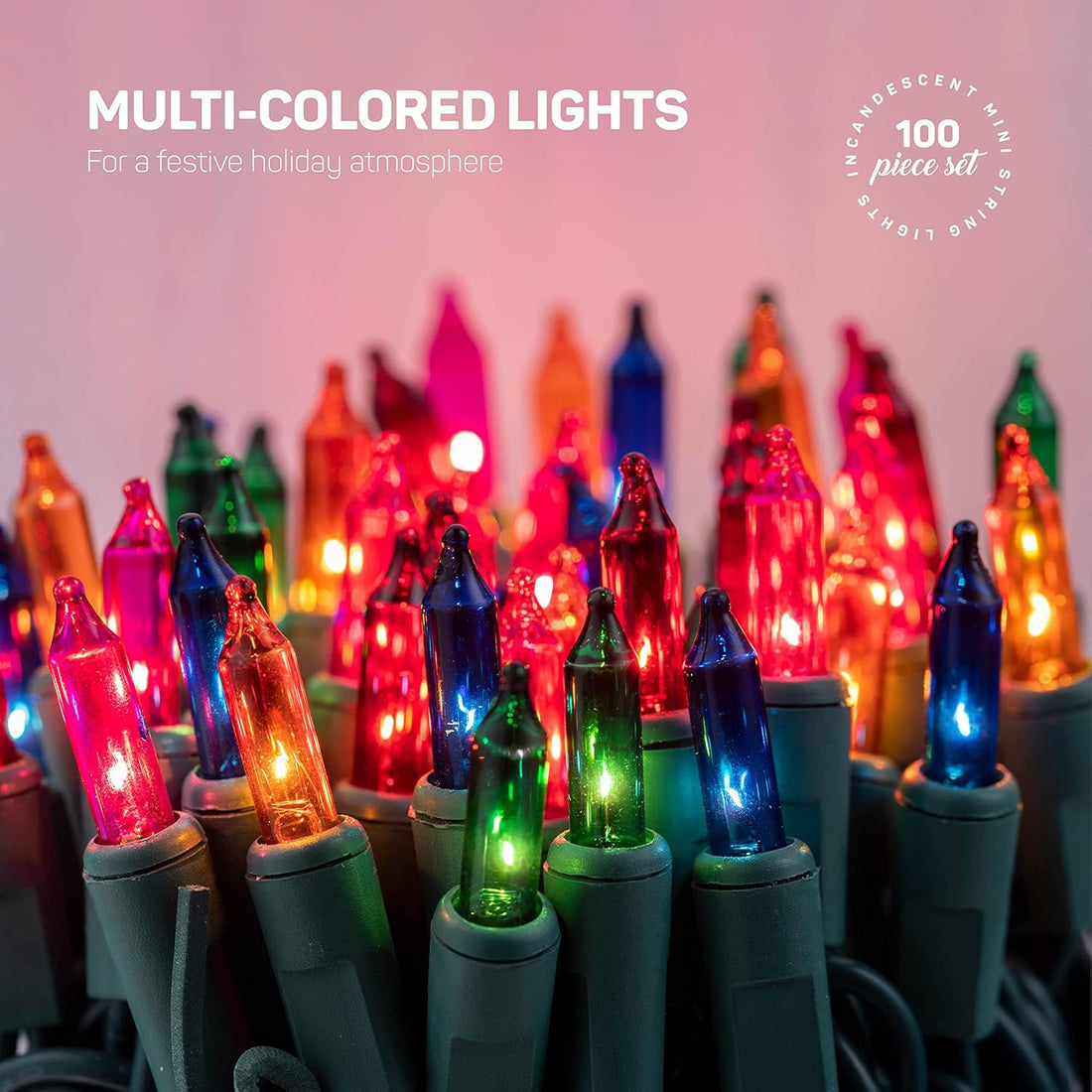 Christmas String Lights [100 Set] 25 Ft Multi-Colored Christmas String Lights, for Xmas Tree, Garland, Holiday, Party Décor –Mini Christmas Lights for Tree Weather-Resistant