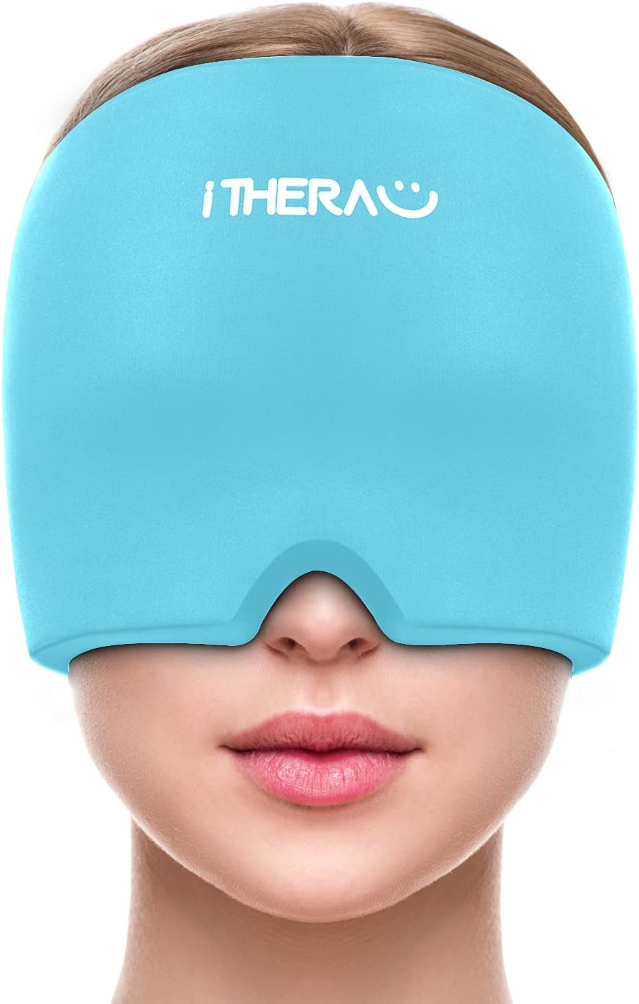 Migraine Relief Cap, Soothing Headache Hat, Gel Ice Pack Head Wrap with Hot and Cold Therapy, Headache Relief Cap for Sinus, Puffy Eyes, Tension and Stress Relief Blue