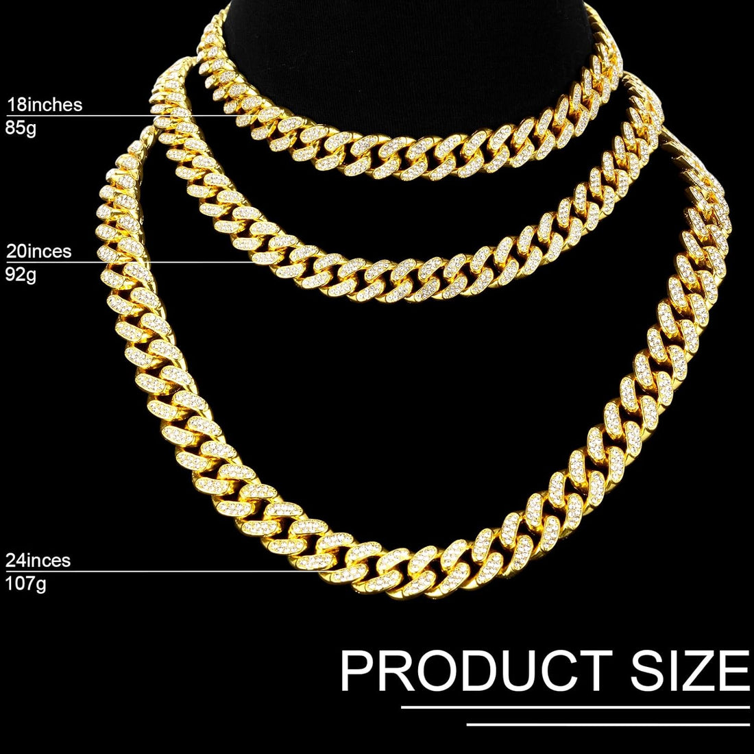 Cuban Link Chain Necklace Bracelet Rhinestone Earrings Bling Necklace Bracelet Crystal Big Circle Earring for Women