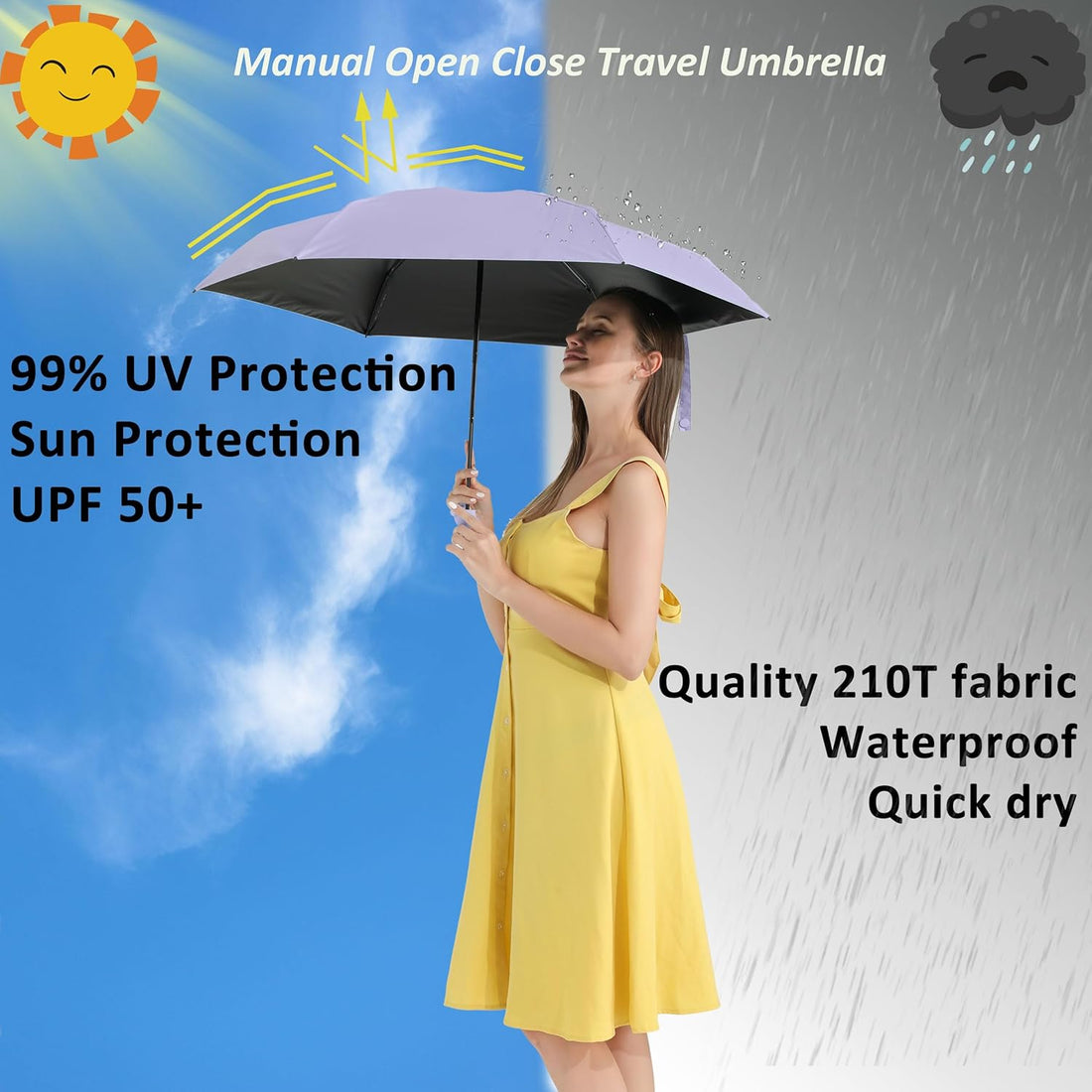 Travel Mini Umbrella for Purse with Case Small Compact UV Sun Protection Sun Lightweight Tiny Pocket Umbrella for Women Kids and Men