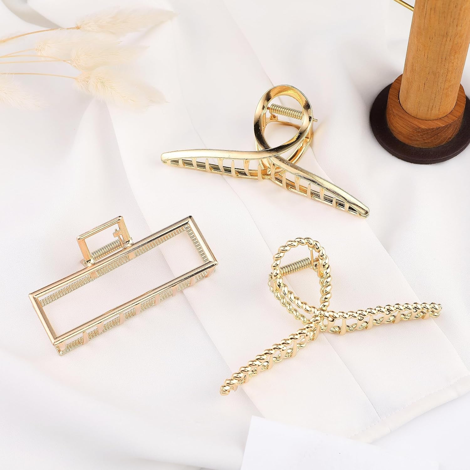 3 PCS Metal Large Claw Clips for Thick Heavy Hair, Strong Hold Big Non-Slip Hair Catch Barrette Jaw Clamp for Long Hair, Fashion Styling Accessories for Women Girls