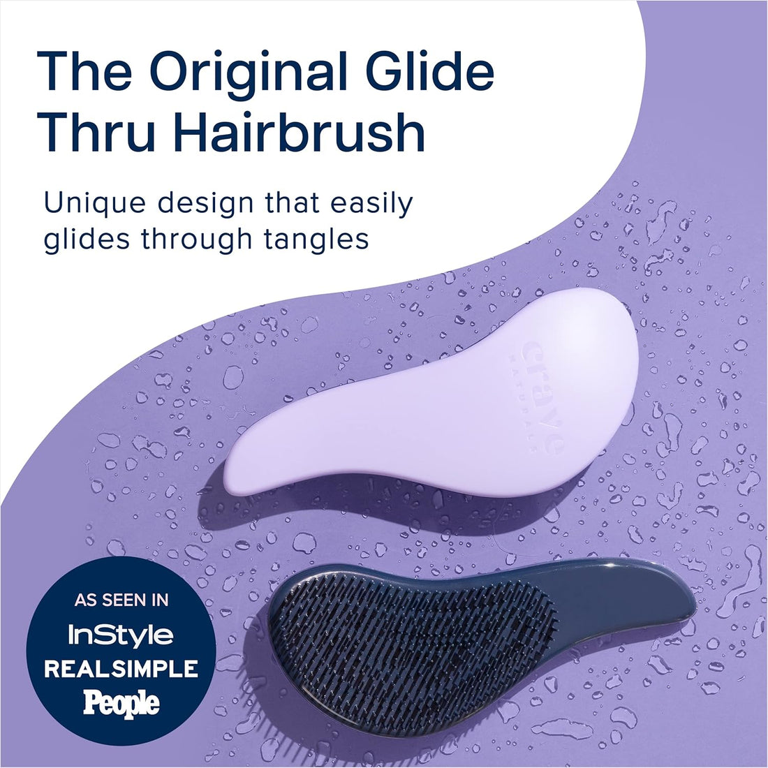 Glide Thru Hair Brush - Detangler Brush for Curly, Straight, Wet or Dry Hair - Gentle Detangling Brushes for Adults, Kids, Toddlers - Hair Accessories for Women, 7.5X3" - Purple