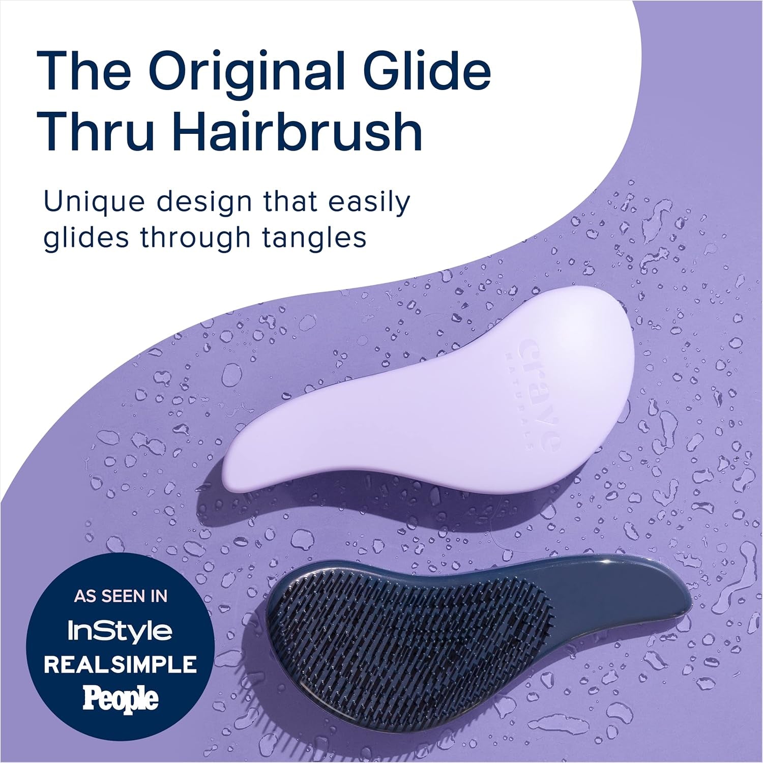 Glide Thru Hair Brush - Detangler Brush for Curly, Straight, Wet or Dry Hair - Gentle Detangling Brushes for Adults, Kids, Toddlers - Hair Accessories for Women, 7.5X3" - Purple