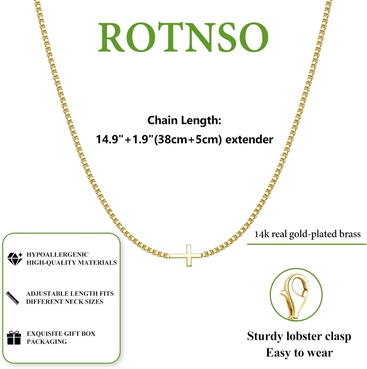 Cross Necklace for Women 14K Real Gold Silver Plated Dainty Small Cross Pendant Choker Simple Trendy Cute Cross Charm Chain Necklace Easter Basket Stuffers Baptism Religious Faith Jewelry Gift