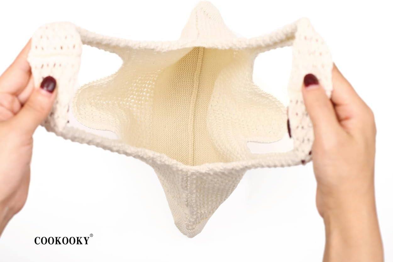 Crochet Beach Tote Bag Summer Beach Bag for Women Aesthetic Mesh Tote Bag Hippie Bag Knit Bag