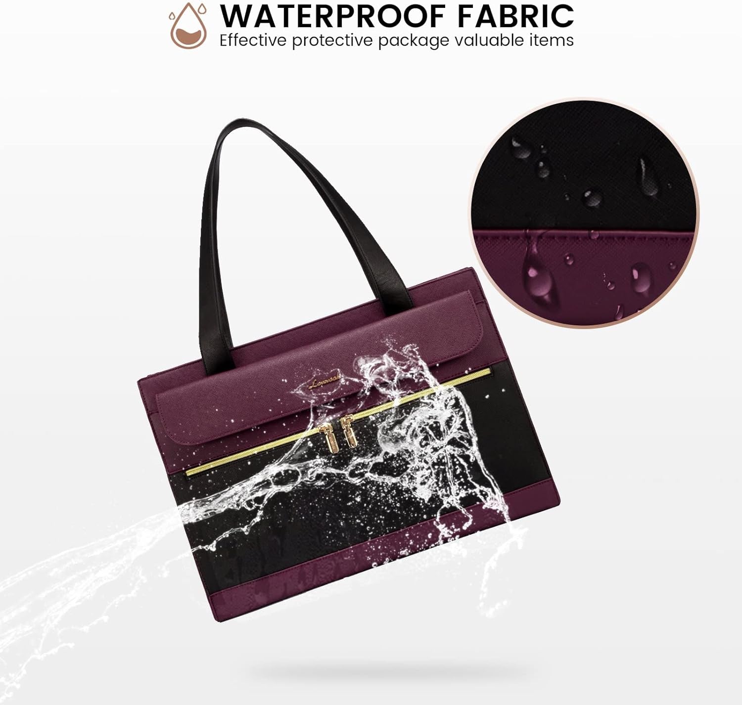 Laptop Bag for Women 15.6 Inch Tote Work Professional Leather Computer Briefcase Waterproof Handbag Shoulder Large Capacity Business Teacher Office Crossbody Purse