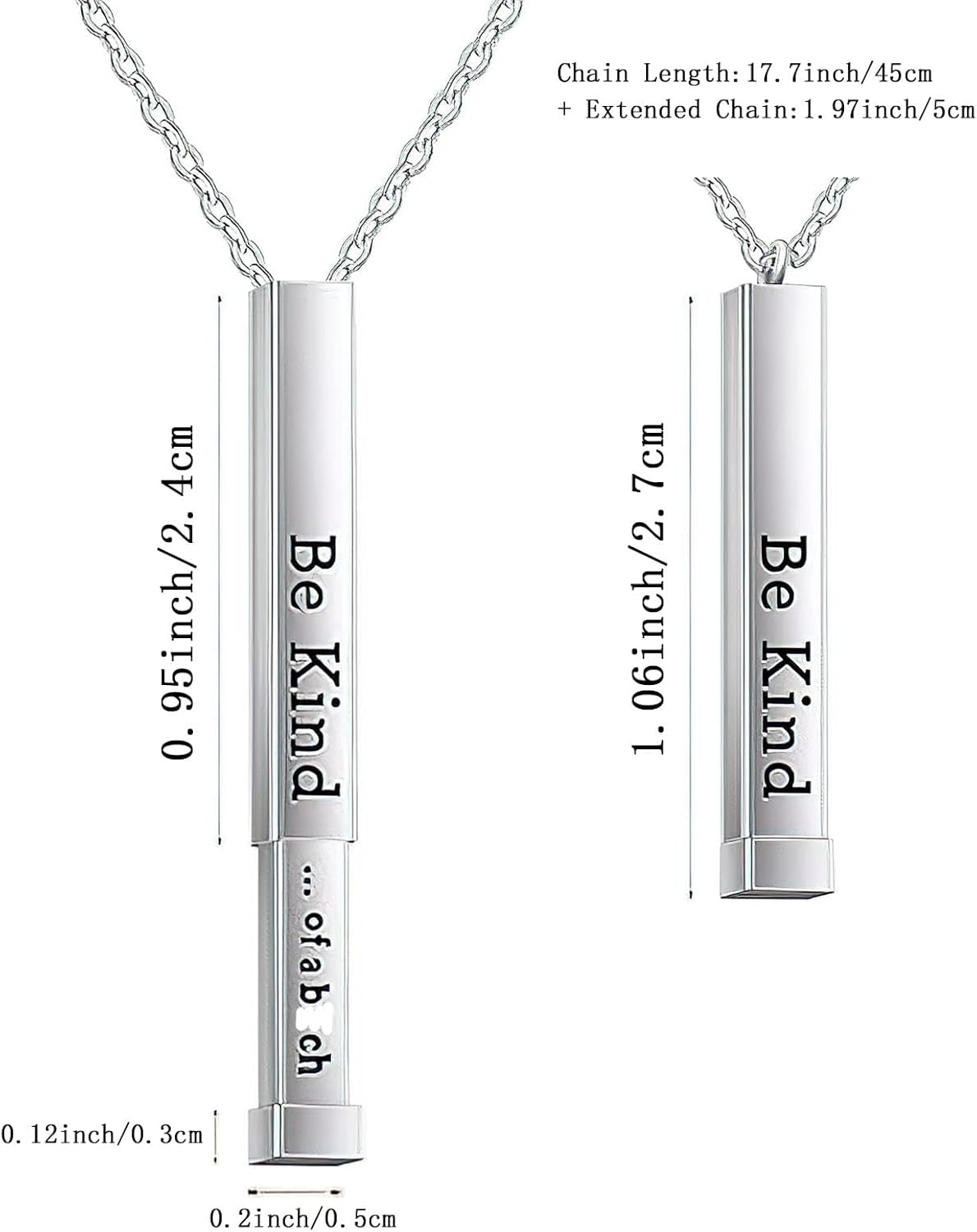 Be Kind of a B Necklaces for Women, Hidden Message Necklace, Best Friends Sorority Sisters Friendship Jewelry Gift, Square Tube Pendant with Hidden Message Strap, Graduation Gift for Her