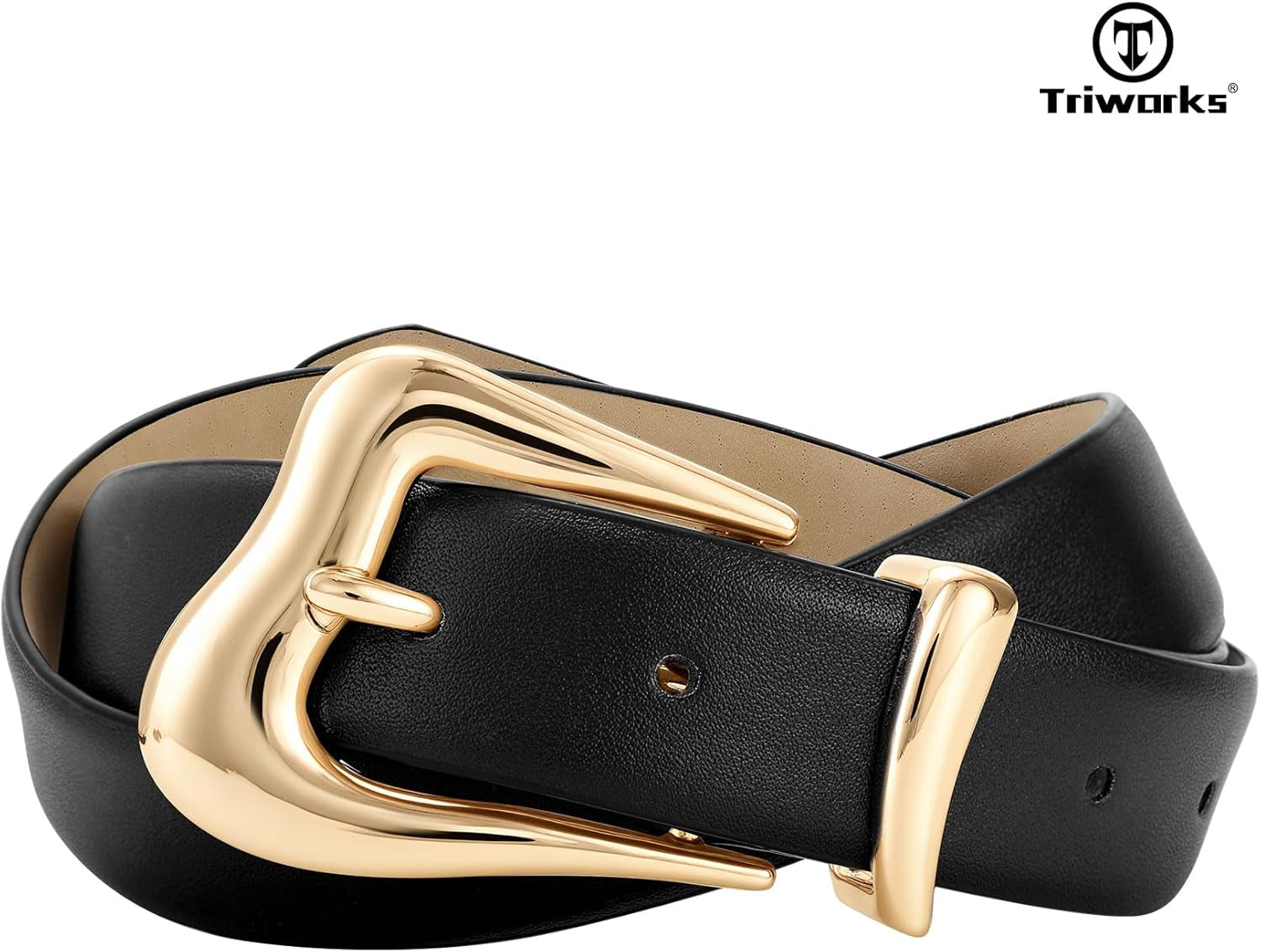 Women Leather Belt with Gold Buckle Fashion Ladies Leather Waist Belt for Jeans Pants