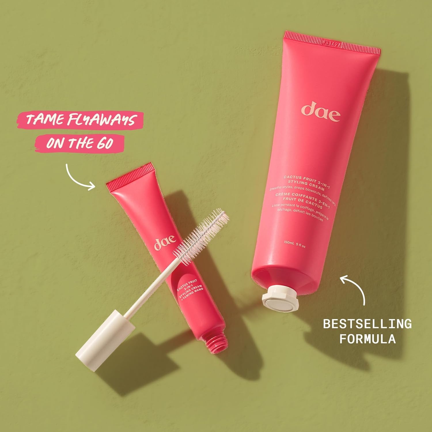 Hair Cactus Fruit 3-In-1 Styling Cream & Taming Wand - Tame Flyaways, Smooth Frizz, Style Edges (0.6 Oz.)