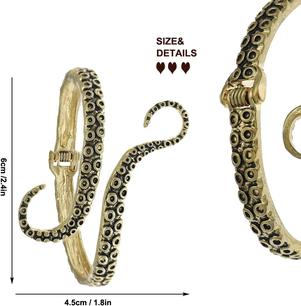 Octopus Tentacle Animal Sea Ocean Hinged Open Bracelet Bangle Arm Cuff Scary Horror Goth