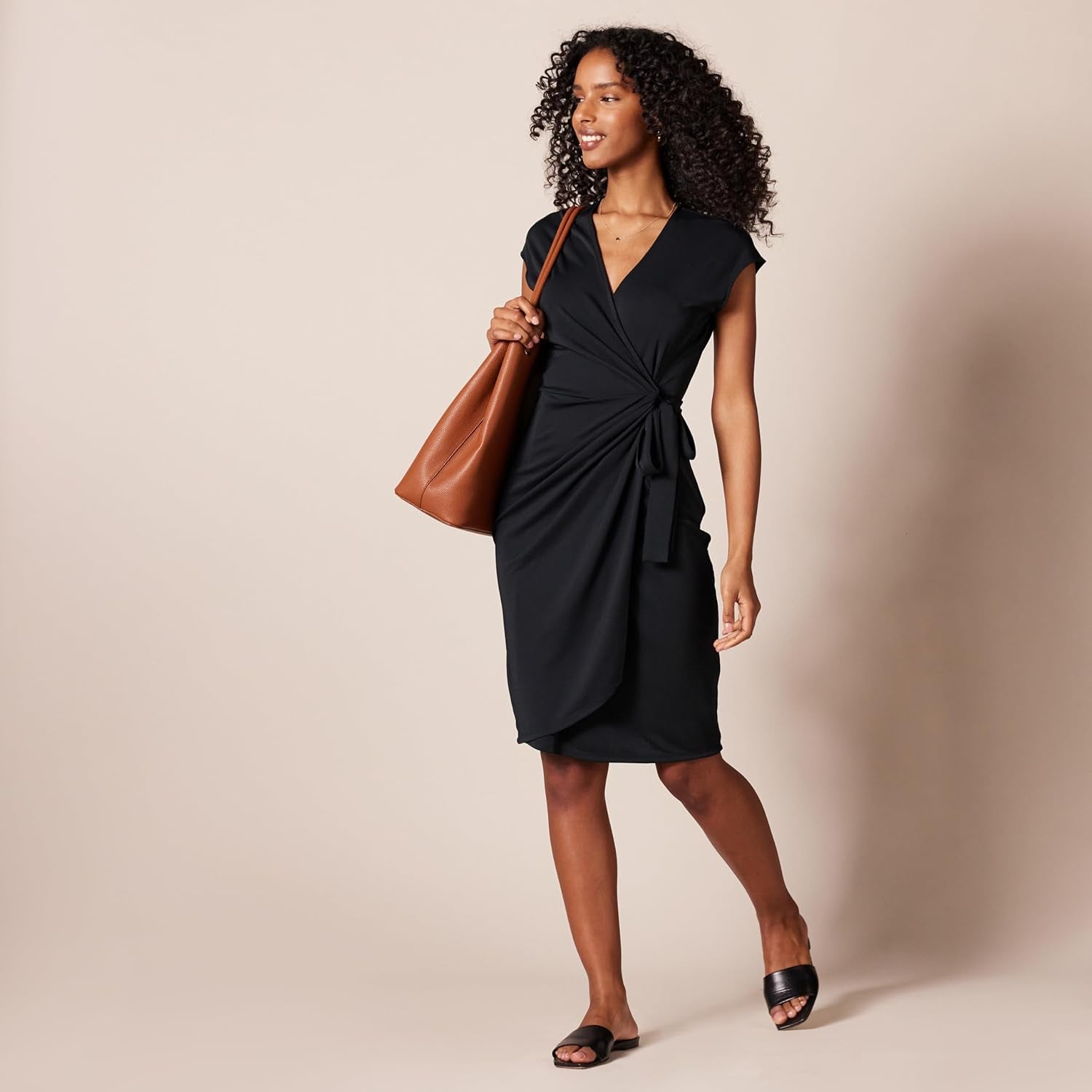 Women'S Classic Cap Sleeve Wrap Dress (Available in plus Size)