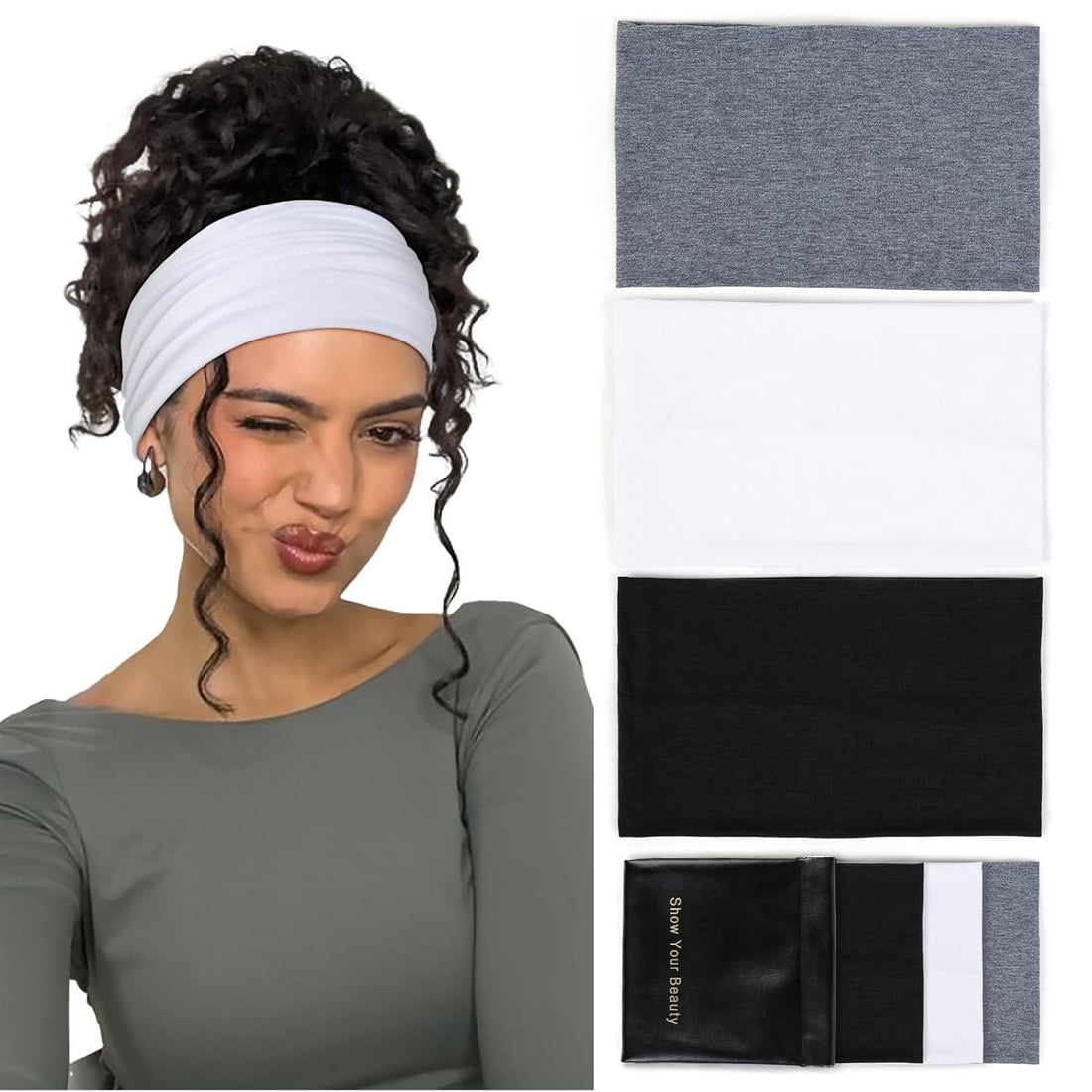 Wide Headbands: Boho Elastic Non-Slip Thick Stretchy Headbands for Women'S Workout, Running, and Active Wear