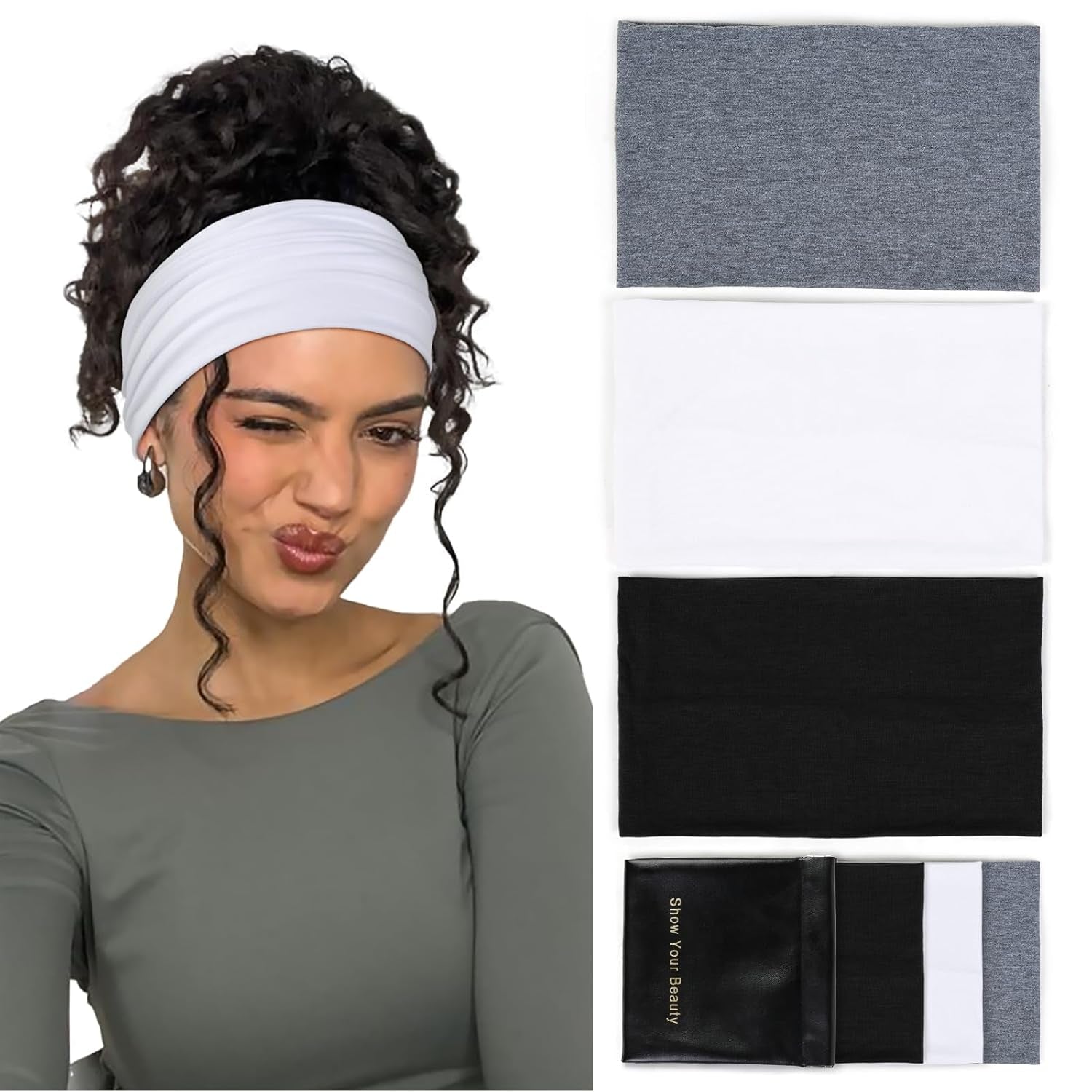 Wide Headbands: Boho Elastic Non-Slip Thick Stretchy Headbands for Women'S Workout, Running, and Active Wear