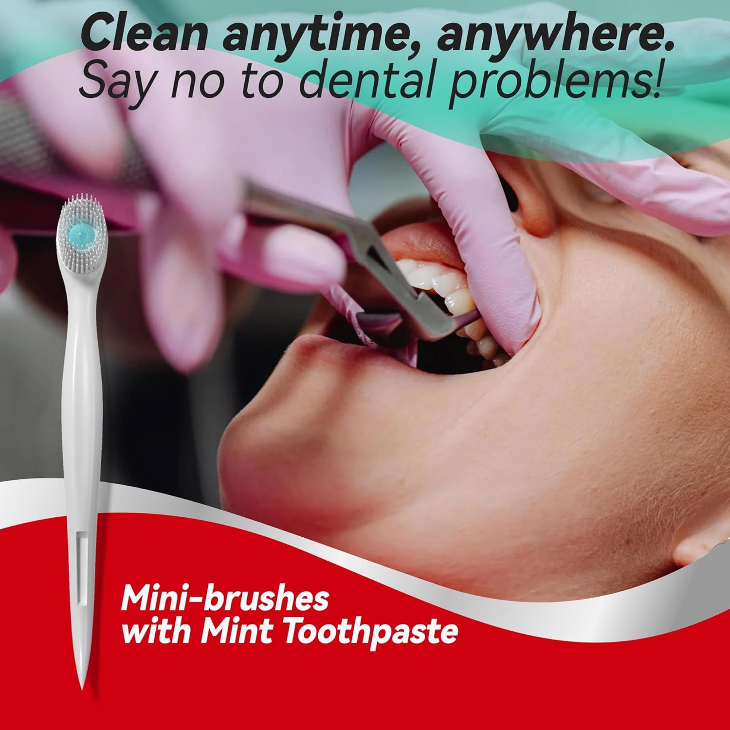 ® Mini Brushes-Disposable Toothbrushes with Toothpaste and Pick for Work or Travel, 24 Count (Mint Flavor（Pack of 1）)