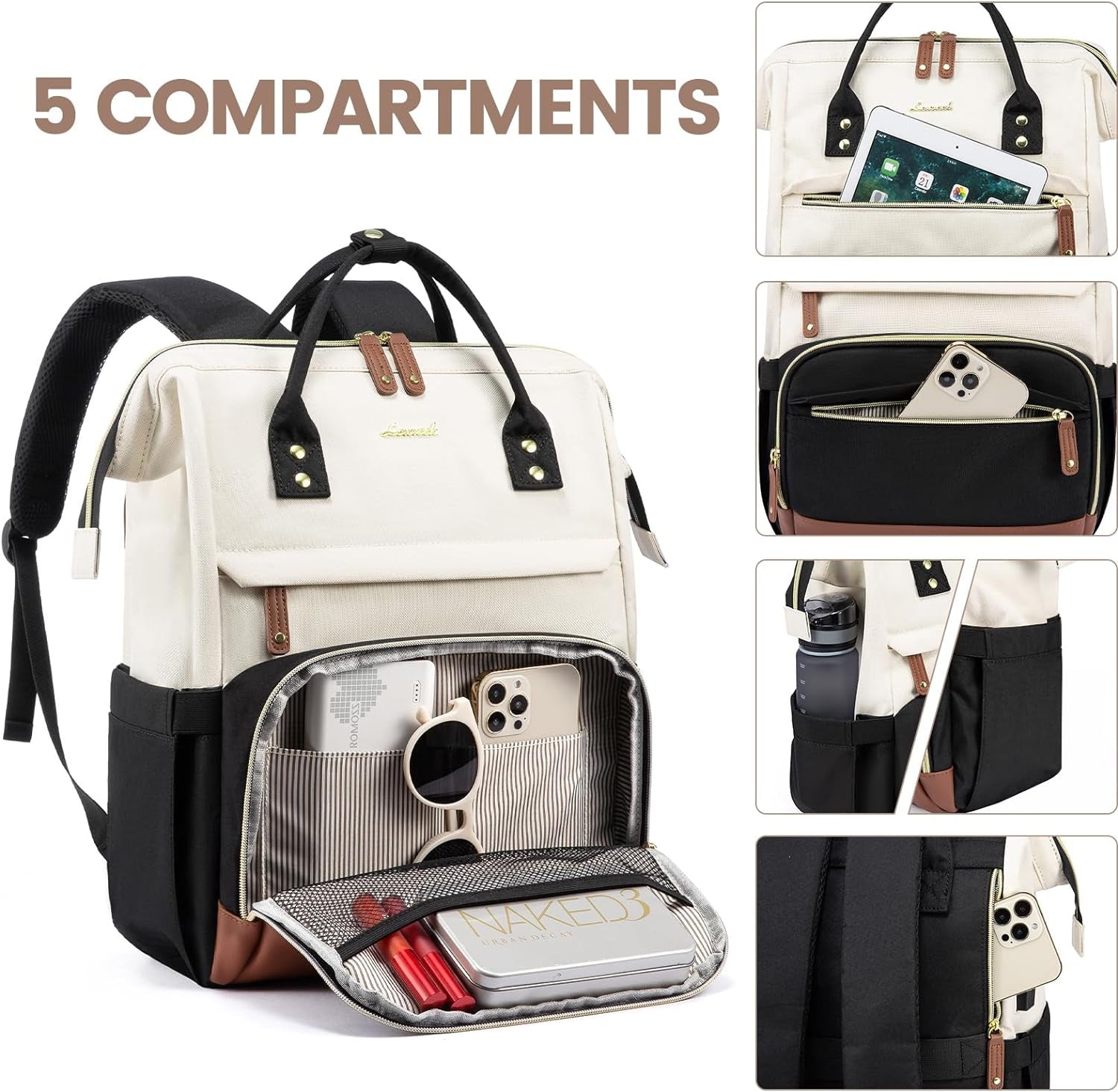Laptop Backpack for Women, 15.6 Inch Work Business Backpacks Purse with USB Port, Large Capacity Nurse Bag College Bookbag for School, Waterproof Casual Daypack for Travel