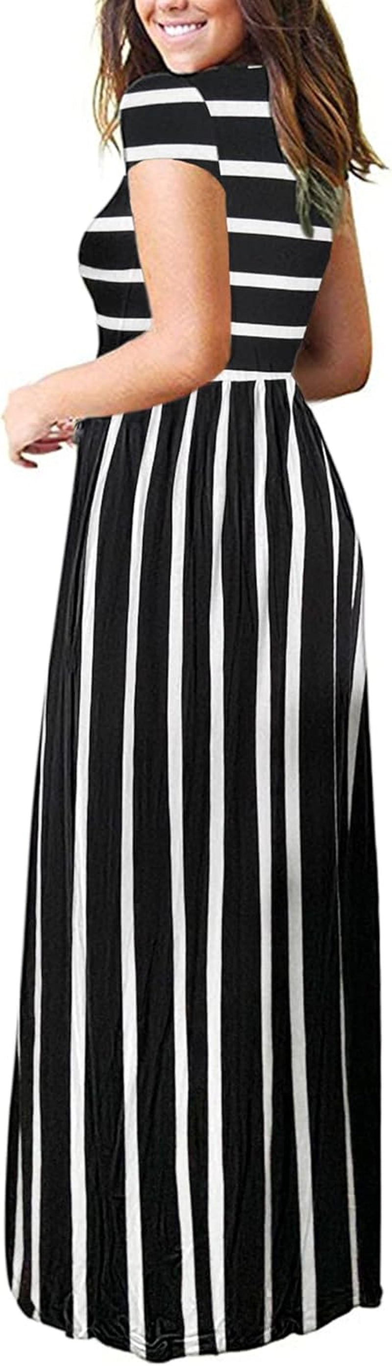 Women'S Short Sleeve Loose Plain Casual Long Maxi Dresses for Women 2025