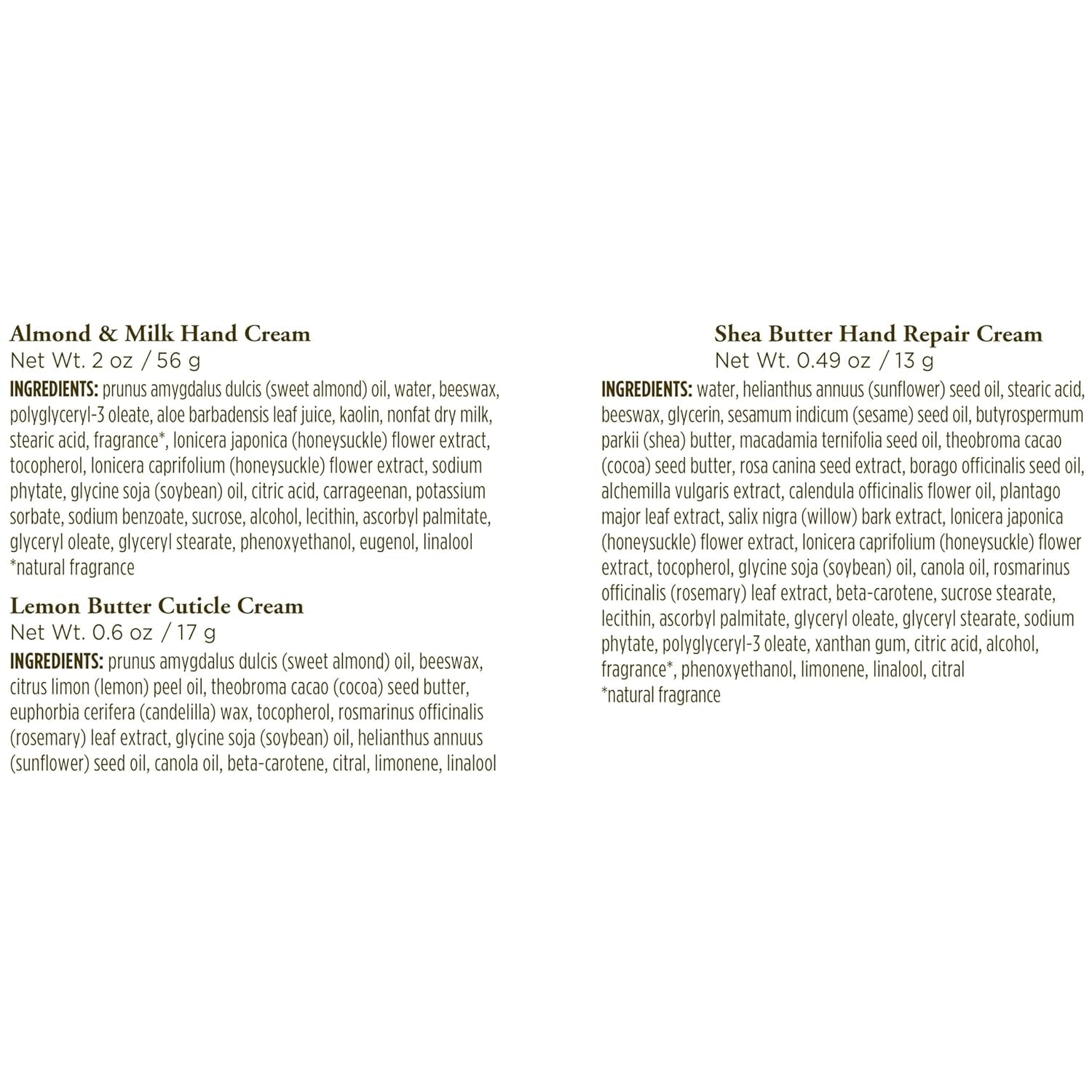 Gifts Ideas - Hand Repair Set, 3 Hand Creams plus Gloves - Almond Milk, Lemon Butter Cuticle Cream, Shea Butter Repair