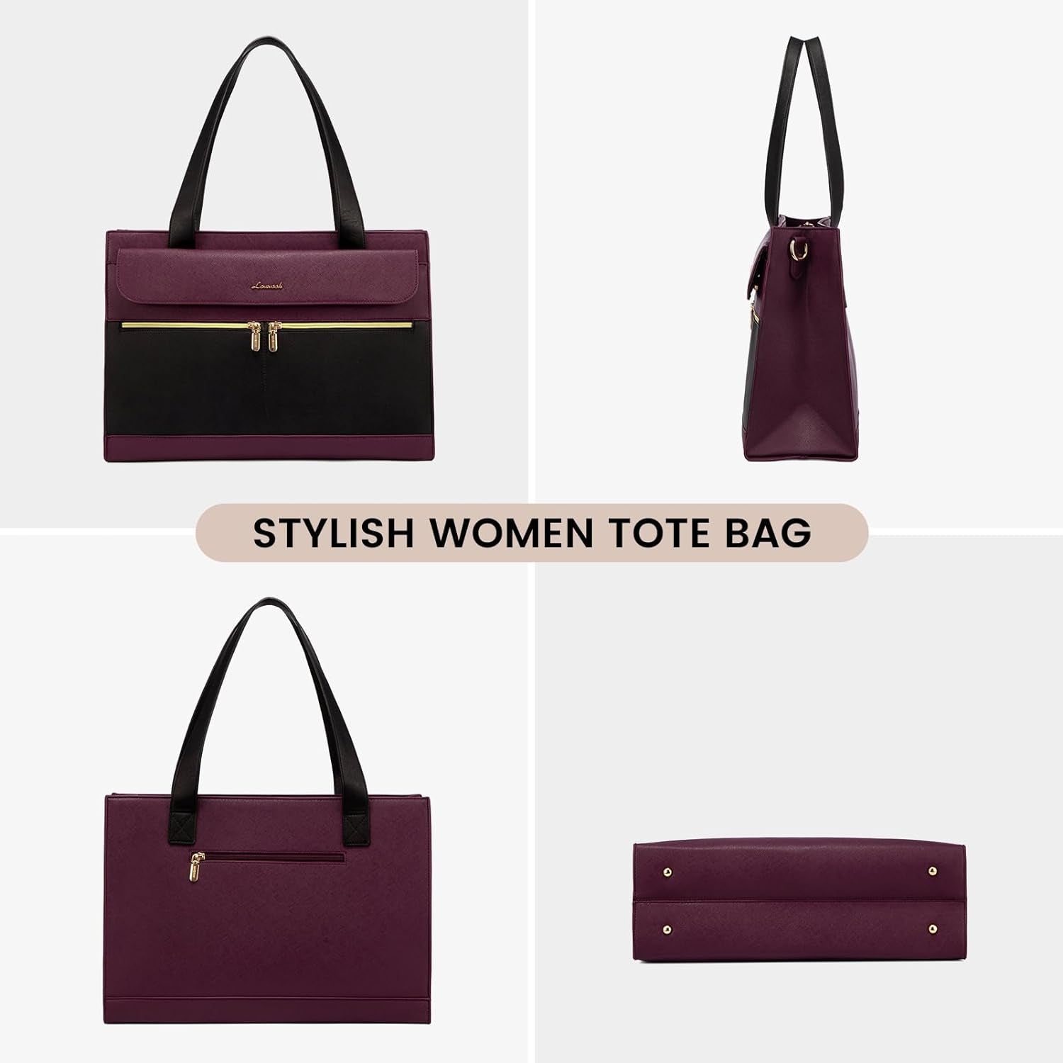 Laptop Bag for Women 15.6 Inch Tote Work Professional Leather Computer Briefcase Waterproof Handbag Shoulder Large Capacity Business Teacher Office Crossbody Purse