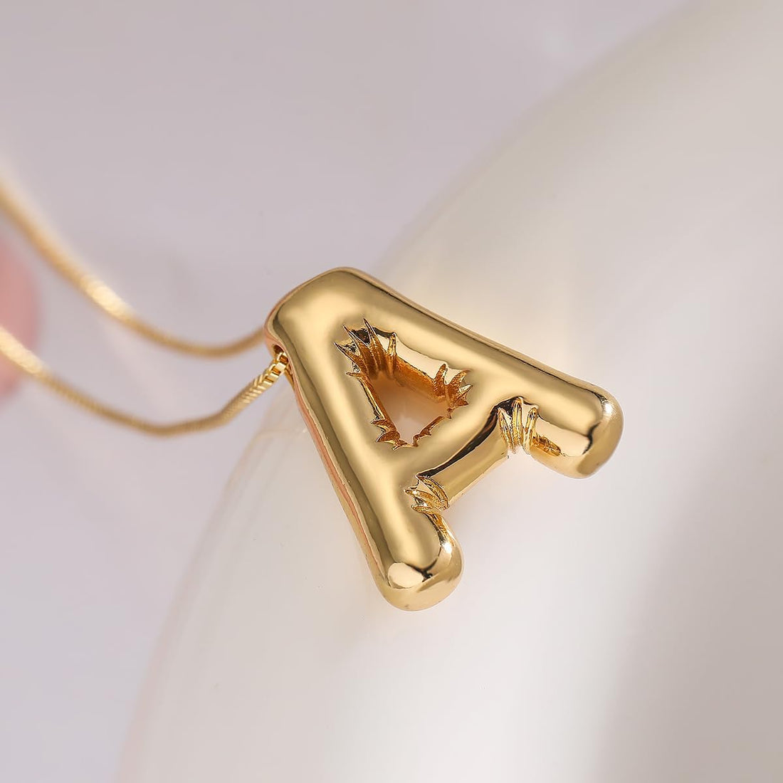 Gold Initial Necklaces for Women Teens Gifts Trendy Stuff Bubble Letter Pendant Necklace Gold Jewelry Birthday Gifts for Women Teen Her Sister