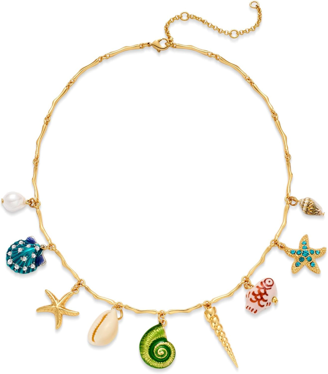Shell Necklace Shell Conch Starfish Charm Necklace Boho Summer Necklaces Beach Jewelry for Women