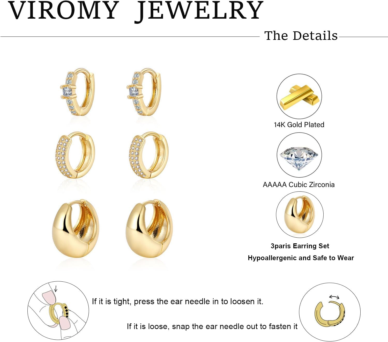 Gold Hoop Earrings Set for Women Trendy, 14K Gold Plated Lightweight Small Gold/Silver Hoop Earrings for Women Chunky Open Hoops Earrings Jewelry Gifts